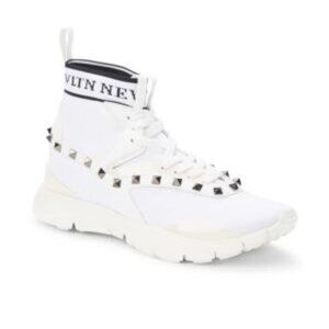 Valentino Garavani White Rockstud High Top Sock Sneakers EU 38